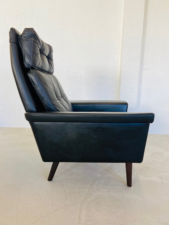 Image 1 of Chaise rétro danoise Nili Stoppmøbler en cuir noir 70,S