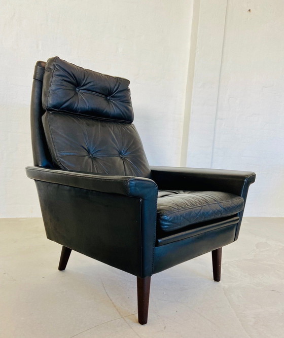 Image 1 of Chaise rétro danoise Nili Stoppmøbler en cuir noir 70,S