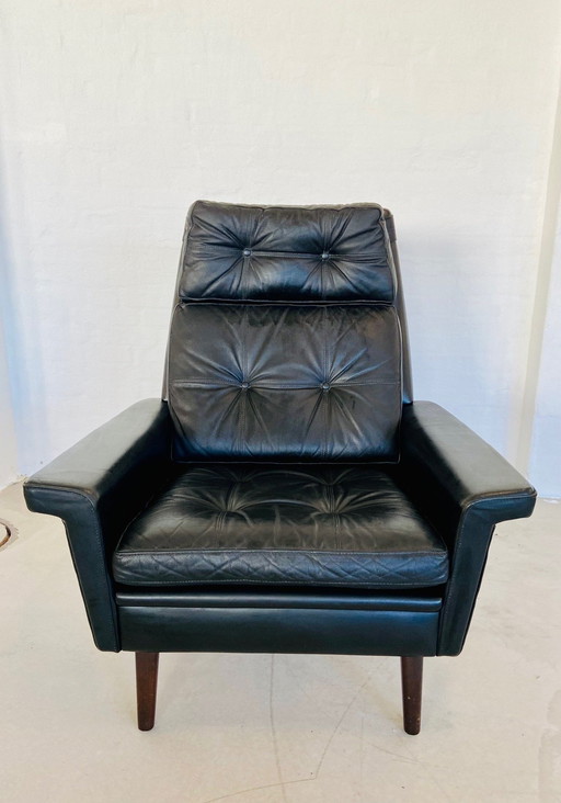 Chaise rétro danoise Nili Stoppmøbler en cuir noir 70,S