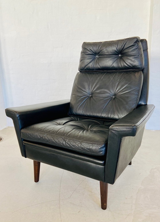 Image 1 of Chaise rétro danoise Nili Stoppmøbler en cuir noir 70,S