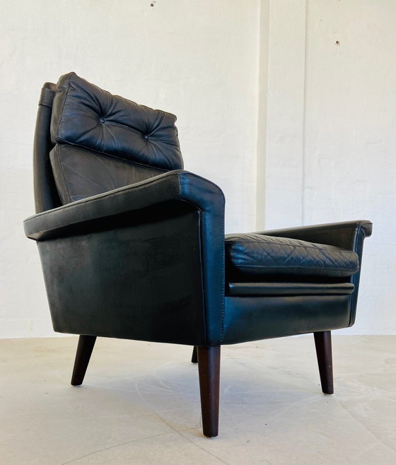 Image 1 of Chaise rétro danoise Nili Stoppmøbler en cuir noir 70,S