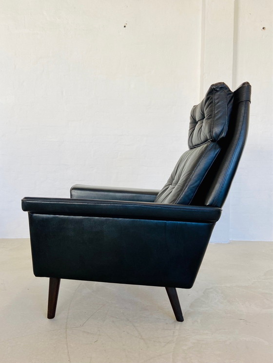 Image 1 of Chaise rétro danoise Nili Stoppmøbler en cuir noir 70,S