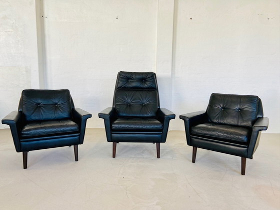 Image 1 of Chaise rétro danoise Nili Stoppmøbler en cuir noir 70,S