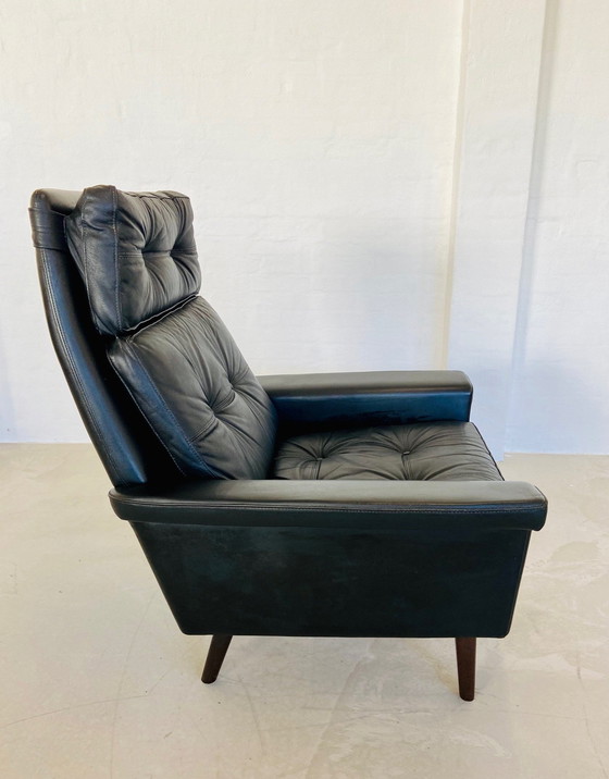 Image 1 of Chaise rétro danoise Nili Stoppmøbler en cuir noir 70,S