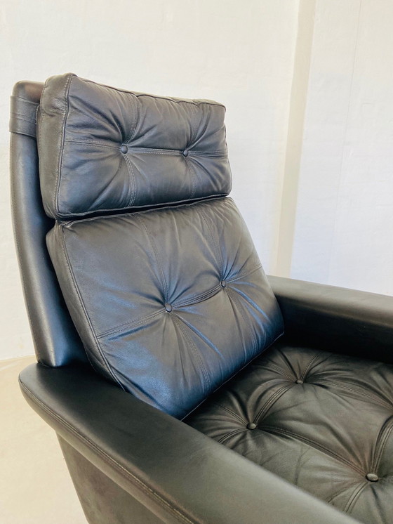 Image 1 of Chaise rétro danoise Nili Stoppmøbler en cuir noir 70,S