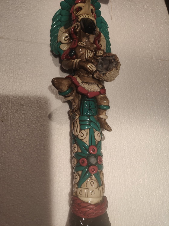 Image 1 of Hache sacrificielle Obisan, divinité guerrière aztèque mexicaine