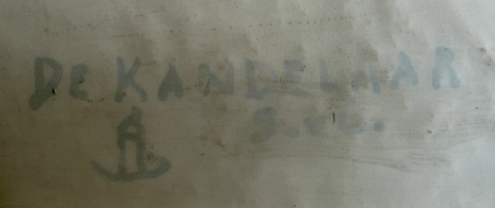 Image 1 of Panneau mural vintage avec enfant méchant / Putti.