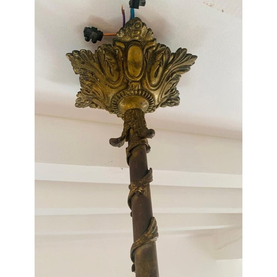 Image 1 of Lustre vintage en bronze avec 4 bras de lumière