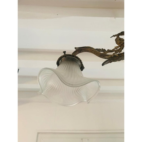 Image 1 of Lustre vintage en bronze avec 4 bras de lumière
