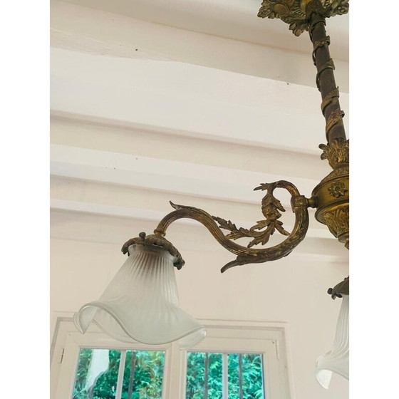 Image 1 of Lustre vintage en bronze avec 4 bras de lumière