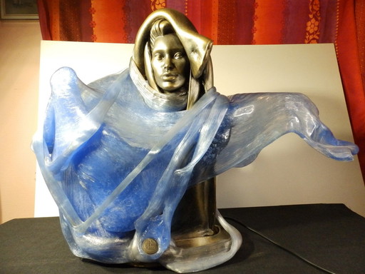 Remo Pintus - Sculpture Luminaire Avec Support en Résine - Vintage