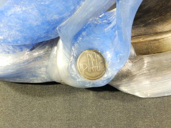 Image 1 of Remo Pintus - Sculpture Luminaire Avec Support en Résine - Vintage