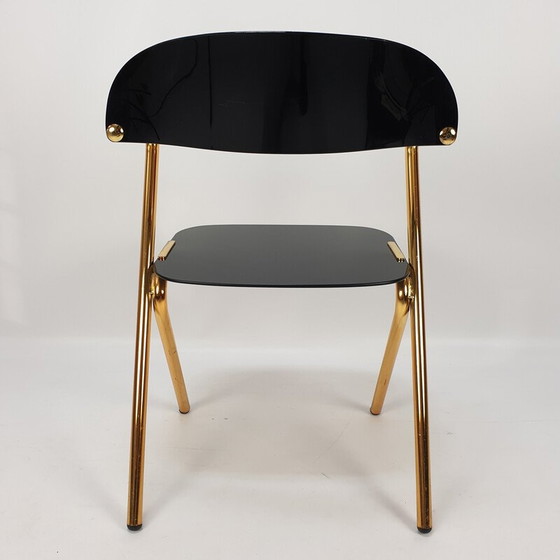 Image 1 of Chaise d'appoint vintage en métal doré par Ico Parisi, Italie 1980