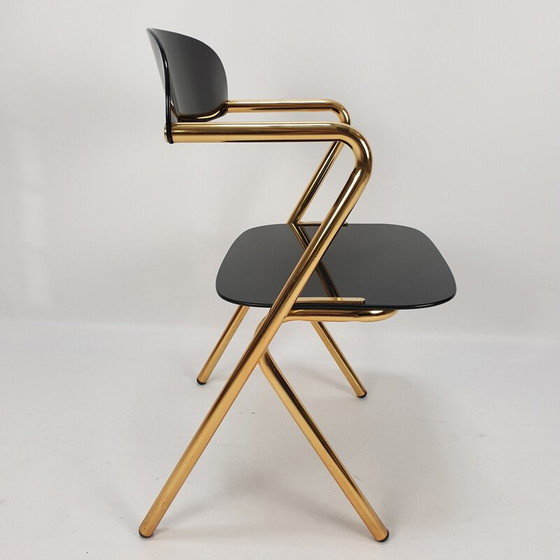 Image 1 of Chaise d'appoint vintage en métal doré par Ico Parisi, Italie 1980