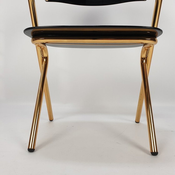 Image 1 of Chaise d'appoint vintage en métal doré par Ico Parisi, Italie 1980