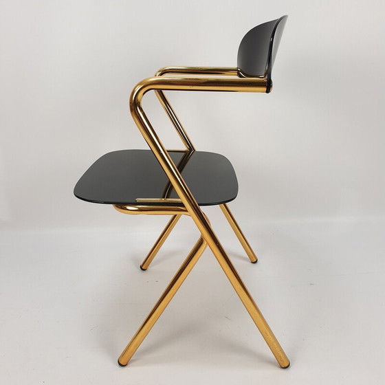 Image 1 of Chaise d'appoint vintage en métal doré par Ico Parisi, Italie 1980