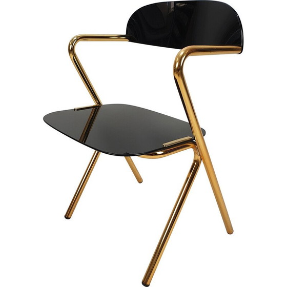 Image 1 of Chaise d'appoint vintage en métal doré par Ico Parisi, Italie 1980