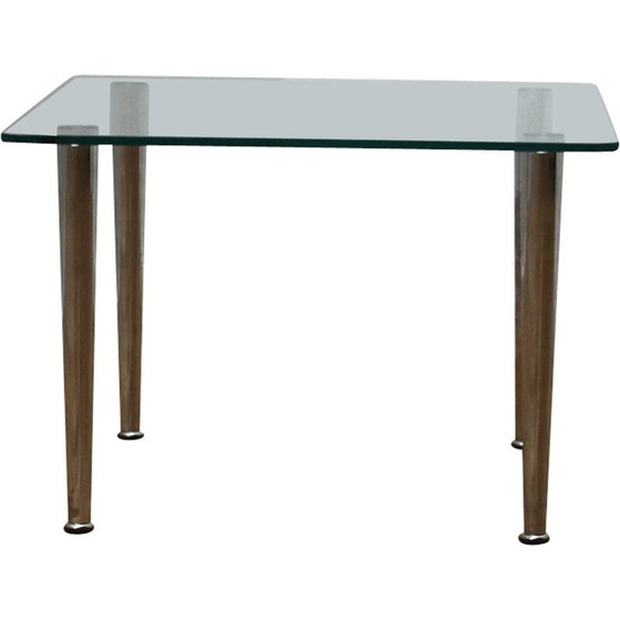 Image 1 of Table basse vintage en verre et métal chromé