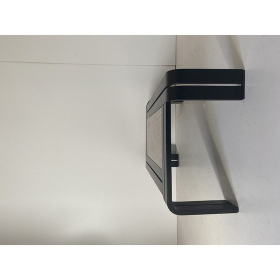 Image 1 of 1 table basse italienne moderne des années 1980, en granit et bois courbé, avec structure noire