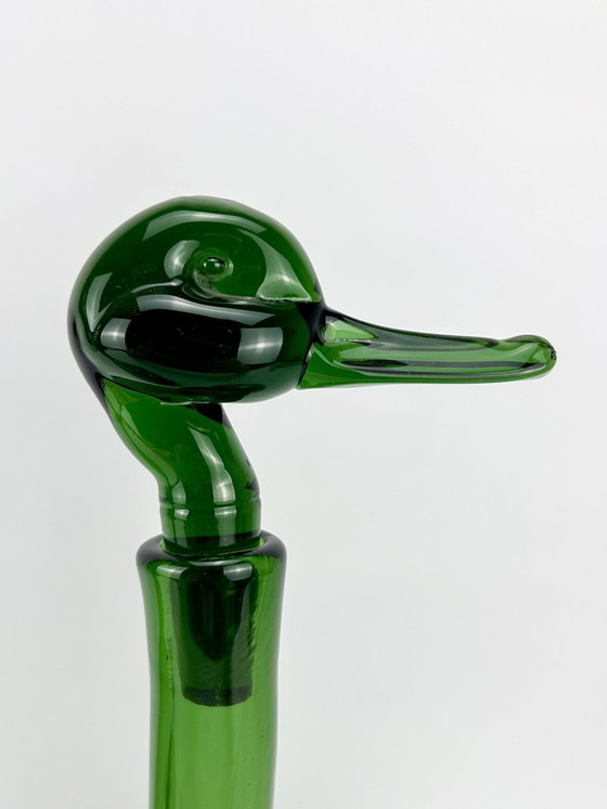 Image 1 of Gio Ponti - Carafe avec canard et coq - Verre Empoli