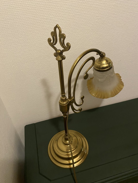 Image 1 of Lampe de bureau Art Nouveau Laiton Vintage