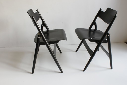 Chaises pliantes en bois Egon Eiermann Se18 pour Wilde & Spieth, Allemagne, années 1950.