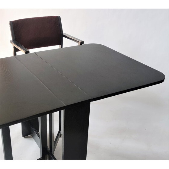 Image 1 of Table pliante vintage avec chaise en noir et violet par Hikor Písek, Tchécoslovaquie 1980