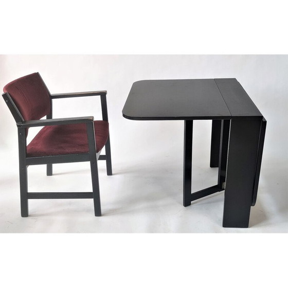 Image 1 of Table pliante vintage avec chaise en noir et violet par Hikor Písek, Tchécoslovaquie 1980