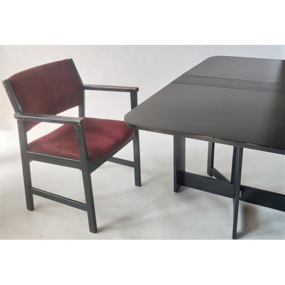 Image 1 of Table pliante vintage avec chaise en noir et violet par Hikor Písek, Tchécoslovaquie 1980