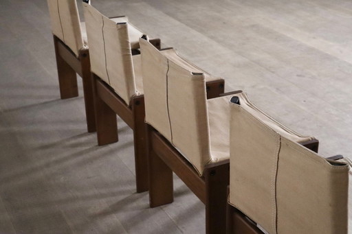 Ensemble de 4 chaises de salle à manger Monk par Afra et Tobia Scarpa pour Molteni Italie 1974