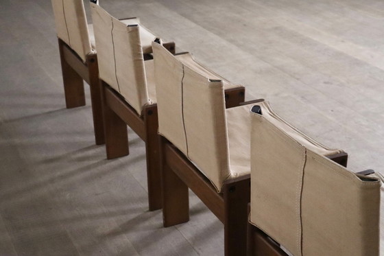 Image 1 of Ensemble de 4 chaises de salle à manger Monk par Afra et Tobia Scarpa pour Molteni Italie 1974