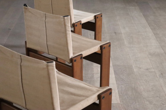 Image 1 of Ensemble de 4 chaises de salle à manger Monk par Afra et Tobia Scarpa pour Molteni Italie 1974