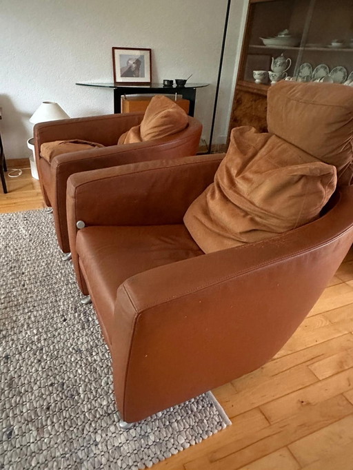 2X Fauteuils en cuir Fsm