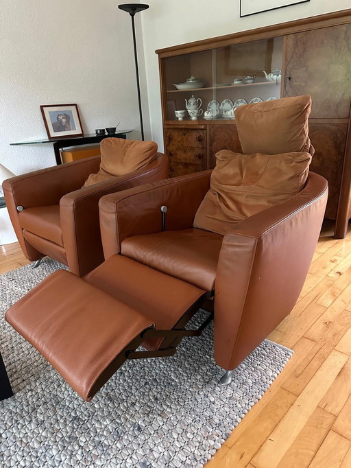 2X Fauteuils en cuir Fsm