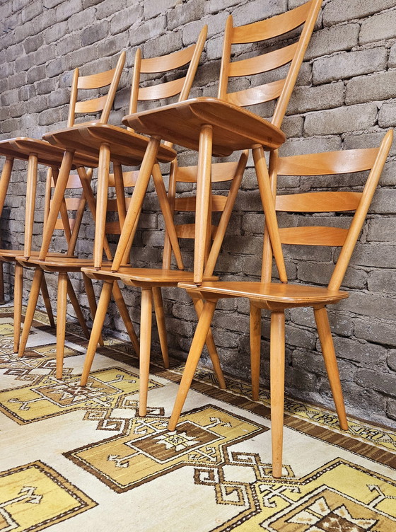 Image 1 of Lot De 8 Chaises Bistrot Vintage Année 1960
