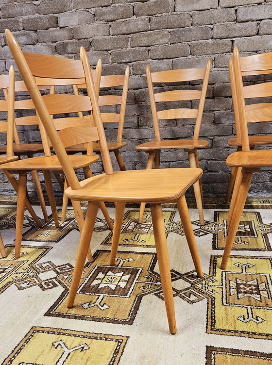 Image 1 of Lot De 8 Chaises Bistrot Vintage Année 1960