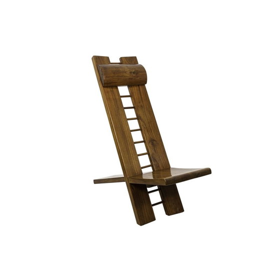 Image 1 of Fauteuil africaniste vintage en bois d'orme par Marcel Ramond, 1980