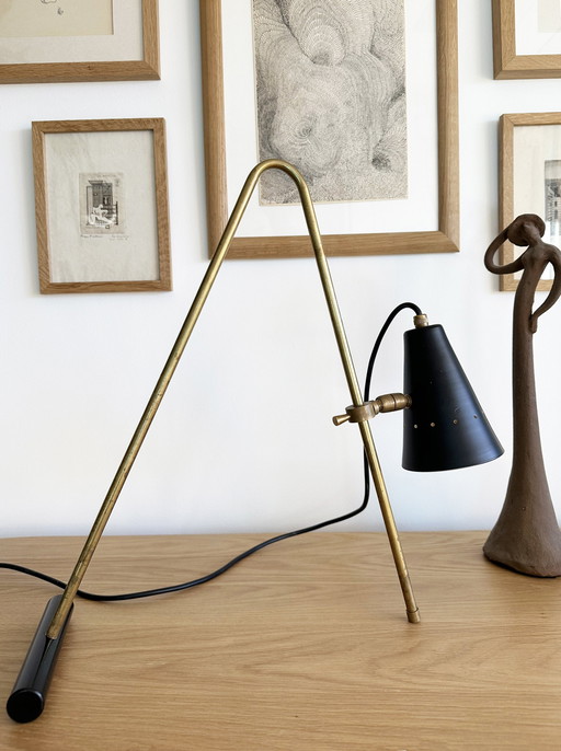 Grande Lampe À Poser En Laiton Italienne Design Années 50