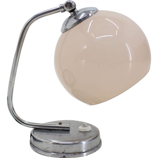 Lampe vintage en acier et verre, Tchécoslovaquie 1930