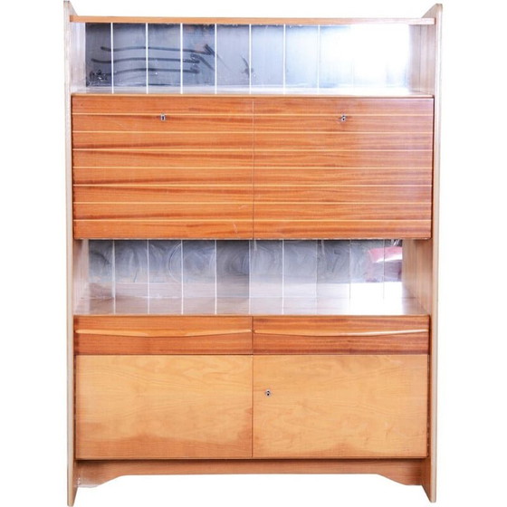 Image 1 of Bibliothèque vintage en hêtre et acajou, tchèque 1950