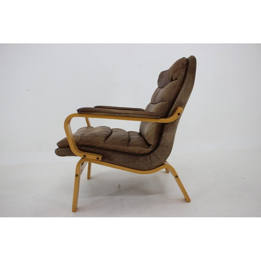 Fauteuil vintage en cuir "Contino" par Yngve Ekström, Suède 1970