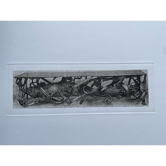 Image 1 of Impression vintage représentant un célèbre banc de crocodile par Claude Lalanne