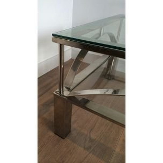 Image 1 of Table basse vintage en verre et chrome, 1960