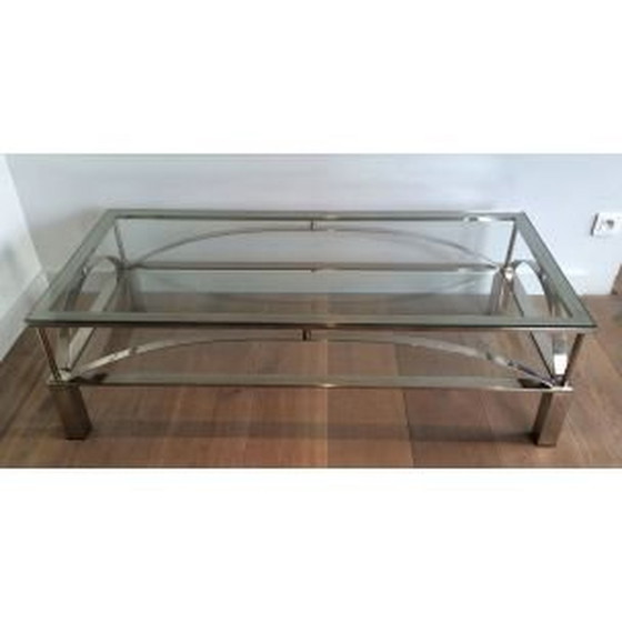 Image 1 of Table basse vintage en verre et chrome, 1960