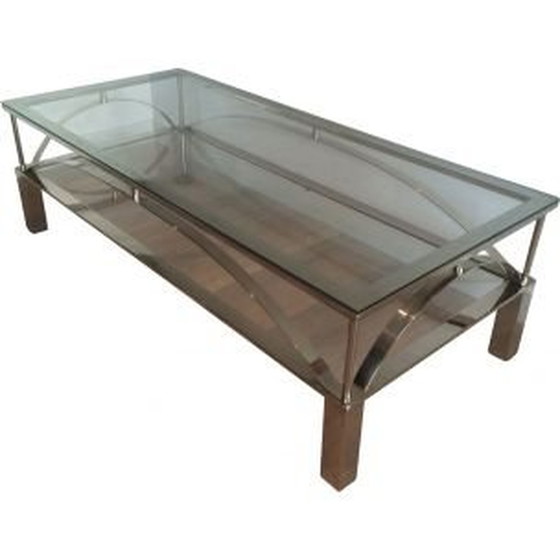 Image 1 of Table basse vintage en verre et chrome, 1960