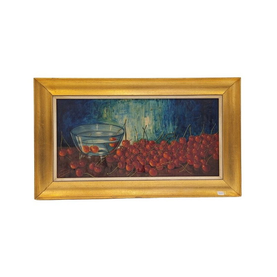 Image 1 of Peinture vintage représentant des dizaines de cerises rouges par José Luis Capitaine
