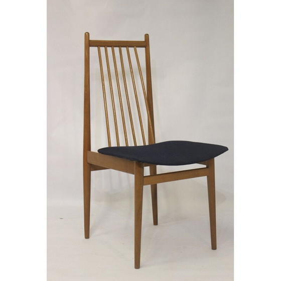 Image 1 of Ensemble de 4 chaises scandinaves vintage en bois de hêtre massif, 1950