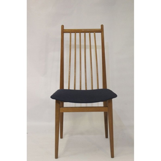 Image 1 of Ensemble de 4 chaises scandinaves vintage en bois de hêtre massif, 1950