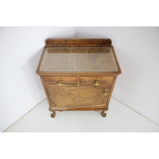 Image 1 of Vitrine vintage en bois et miroir, Tchécoslovaquie 1920