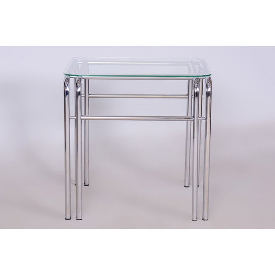 Image 1 of Ensemble de salon vintage en verre et chrome, Slovaquie 1970